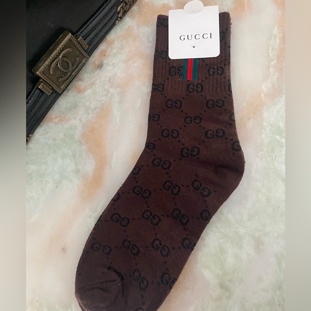 Fashion Brown Monogram Long Socks